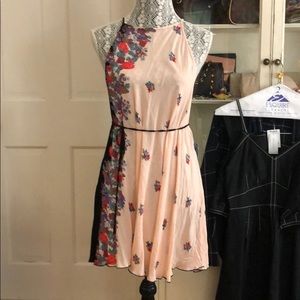 Free People sz M floral slip dress with tie NWT